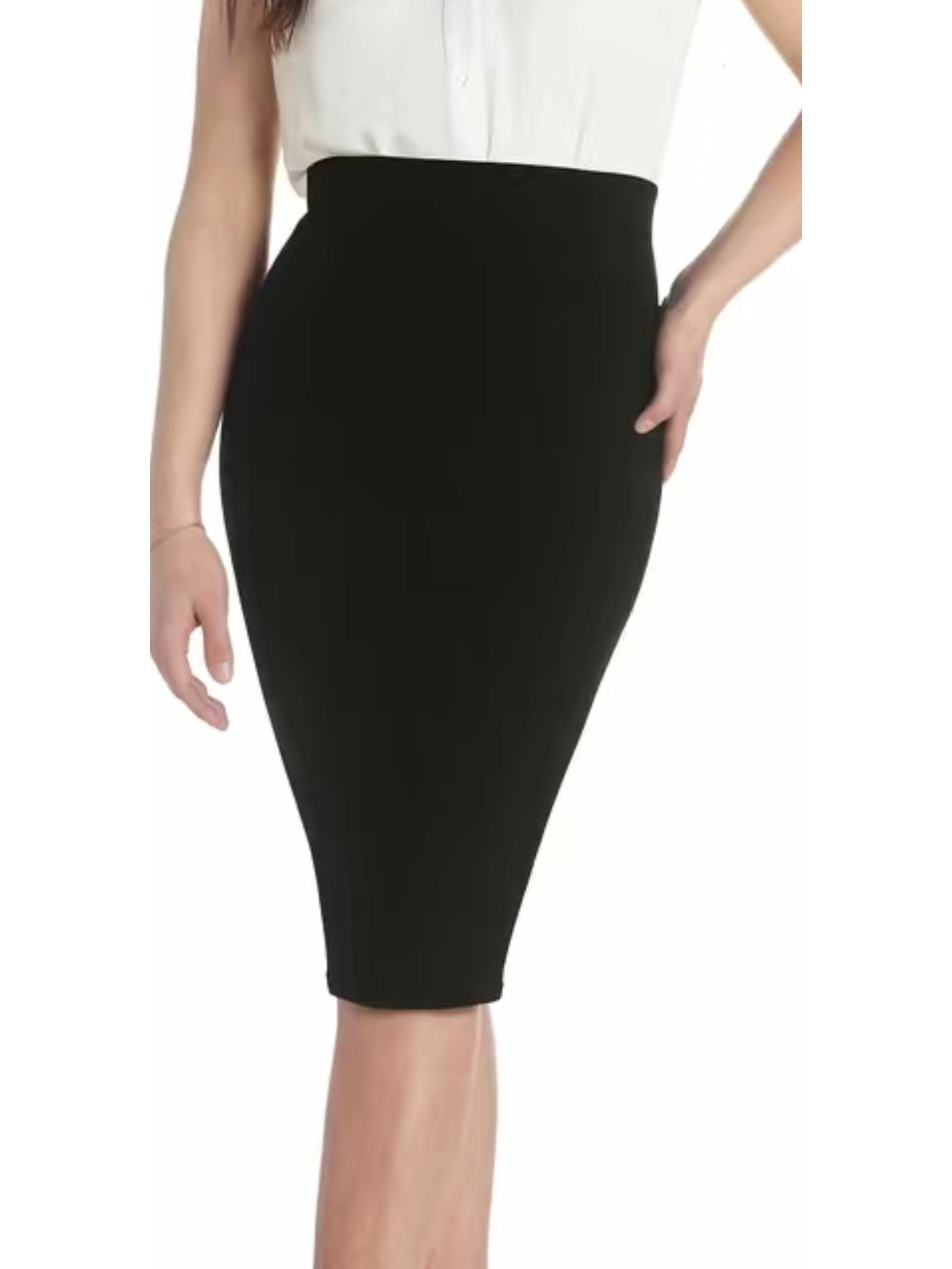  Business Casual Skirt Solid Split Back Stretch Bodycon Skirt