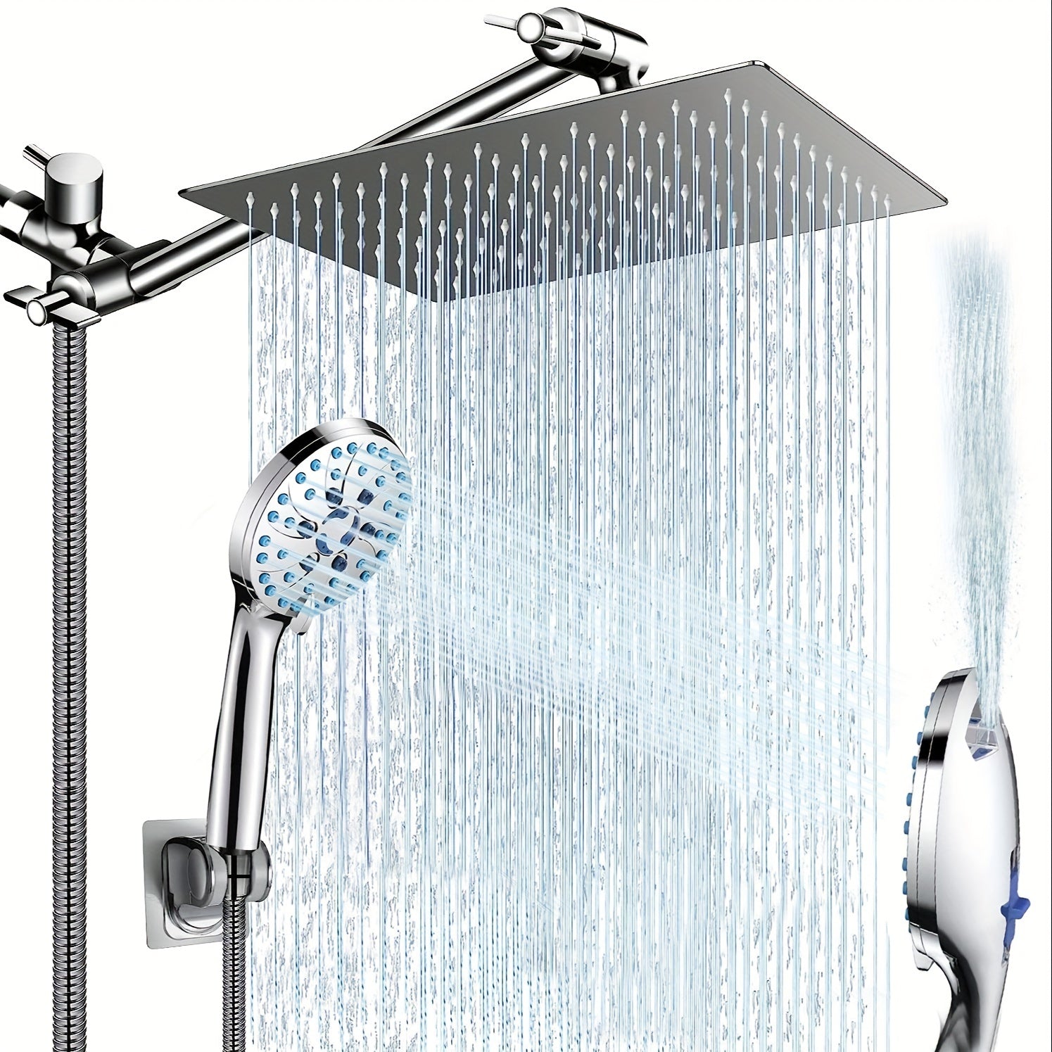 Adjustable Stainless Steel Shower Head with Handheld Sprinkler