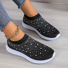 Rhinestone Mesh Sports Shoes Lightweight Casual Walking Shoes