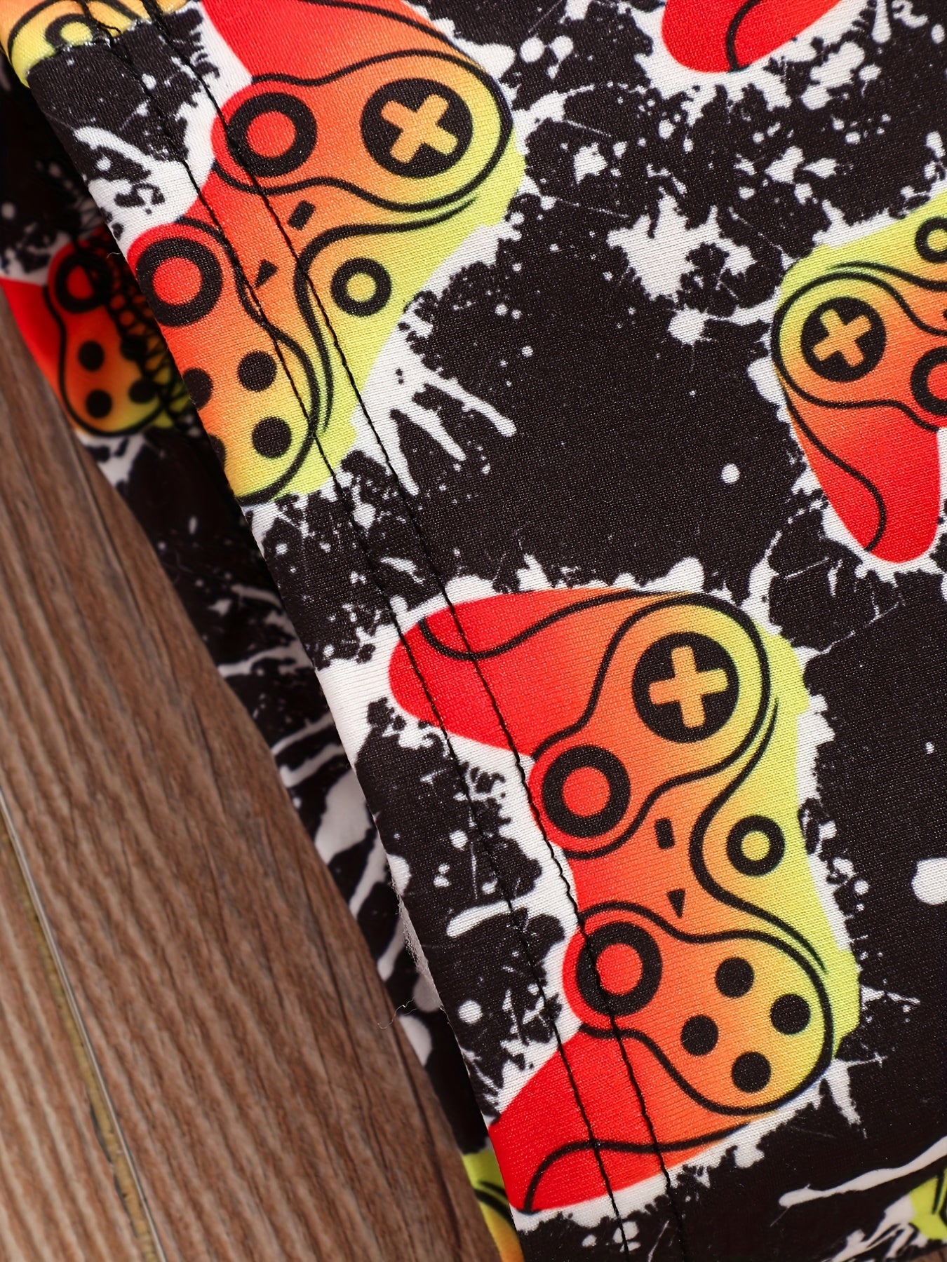 Boys Gamepad Print Casual Outfit T-shirt & Shorts Set