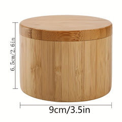 2pcs Bamboo Salt Box Salt Cellar Wooden Storage Box Spice Storage Box With Lid