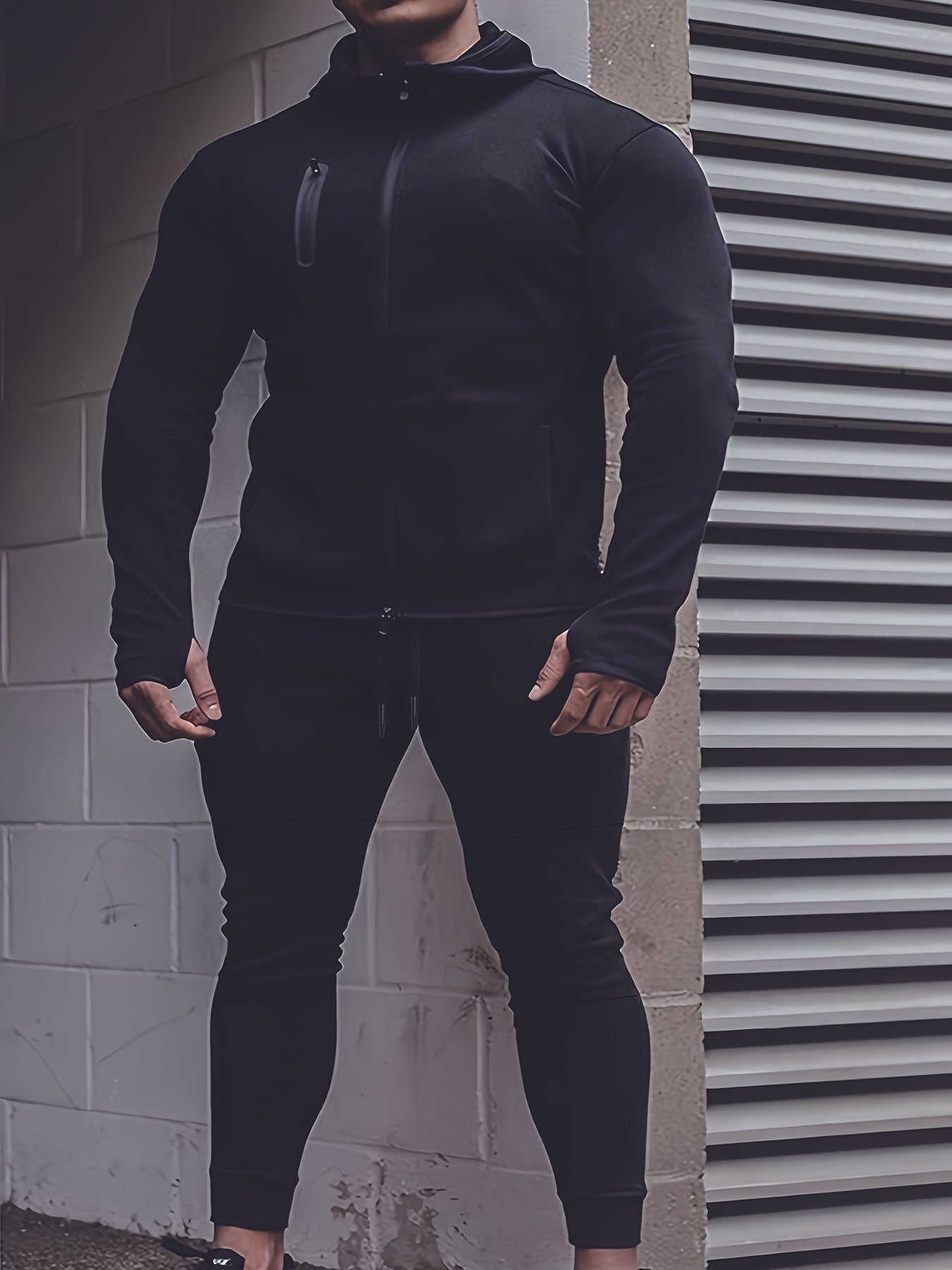 Men's 2 Piece Hooded Jacket & Drawstring Slim Sweatpants Set