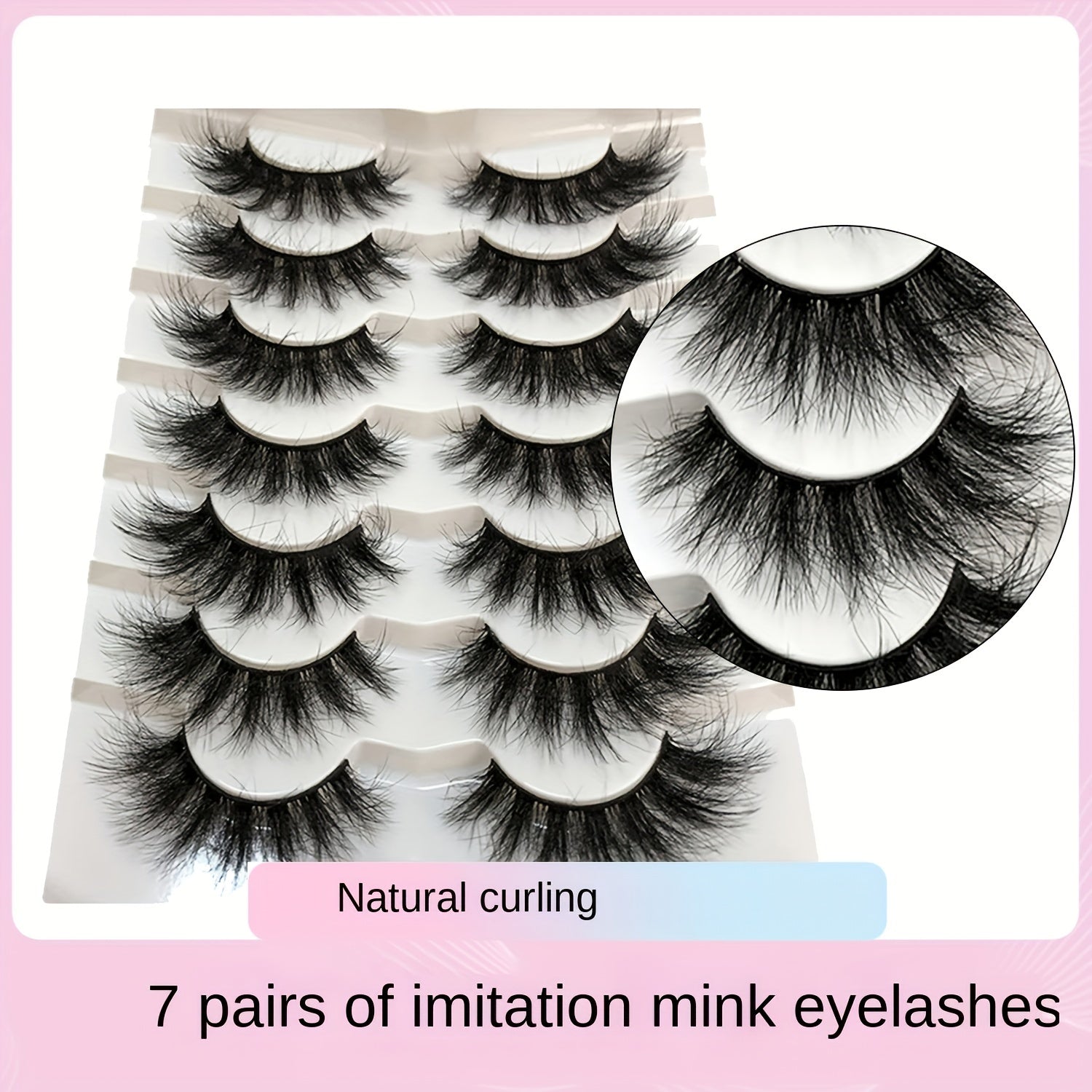 7 Pairs Cat Eye Lashes Fluffy Faux Mink Natural Look False Eyelashes