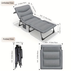 Outdoor Folding Bed Single Bed Adjustable Lounger for Office Nap