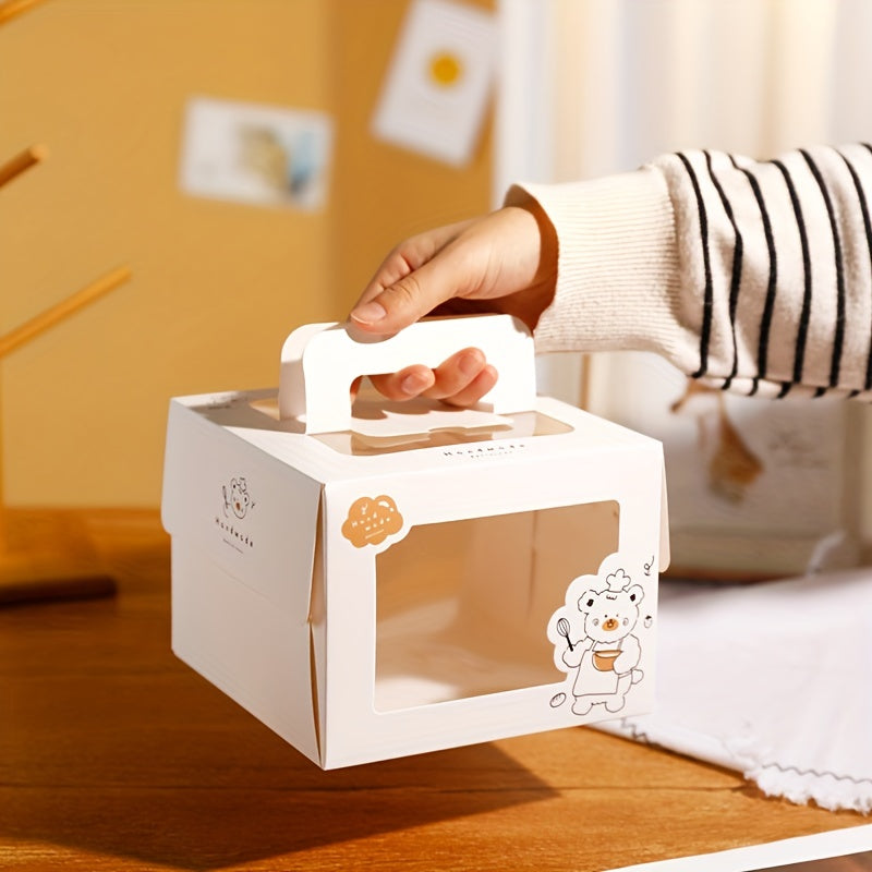 4 inch Small Cake Packaging Box Mousse Pastry Cartoon Window Box
