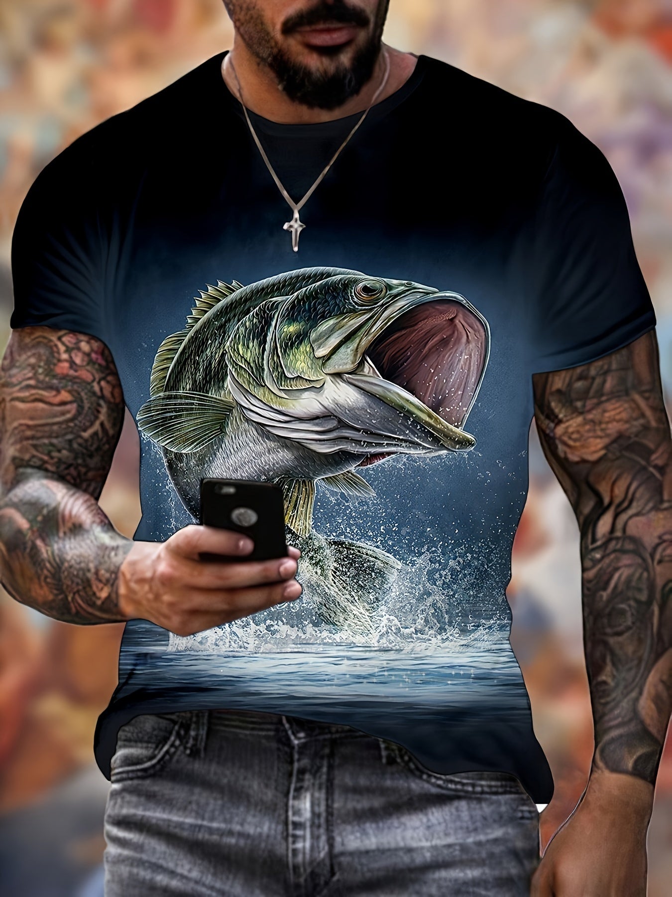 Men's Fishing T Shirt 3D Print Active Stretch Tee