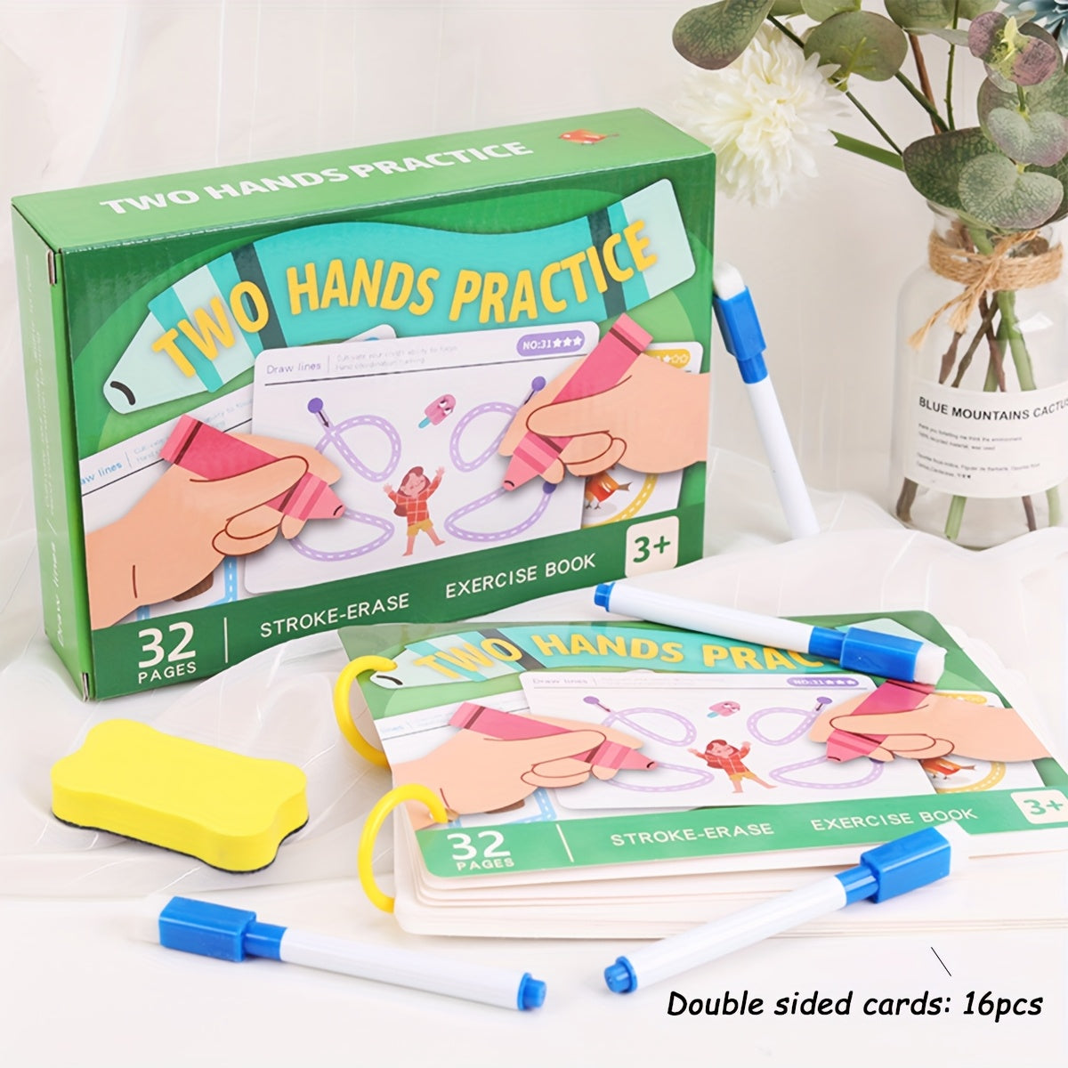 16pcs Stroke Control Practice Cards Dot to Dot Drawing & Tracing Games