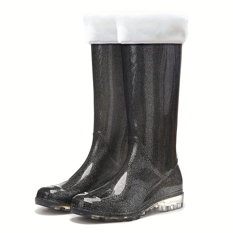 Winter Warm High Tube Women's Rain Boots Waterproof