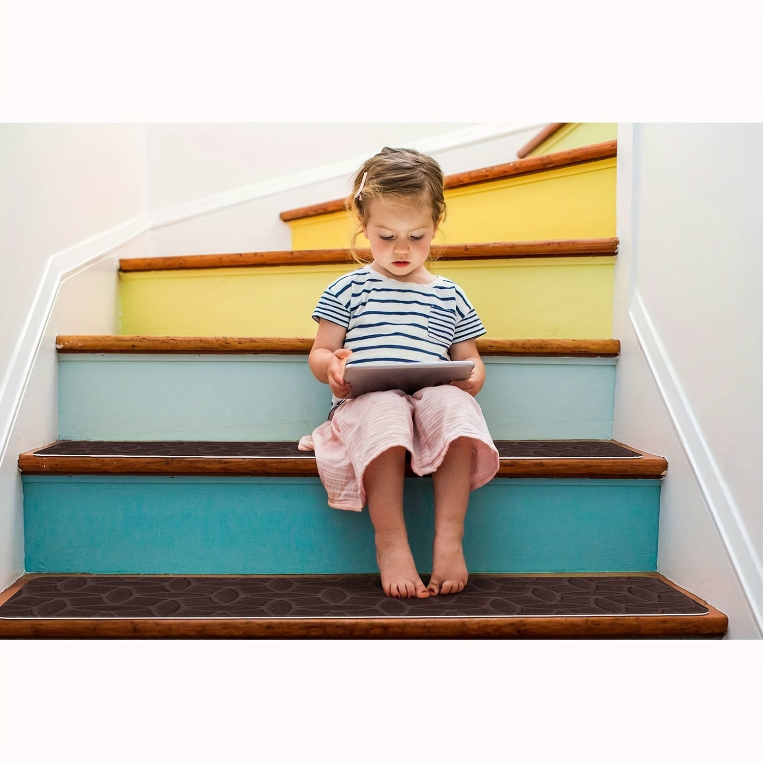 15pcs Non Slip Stair Carpet Treads 20 X 76 Brown