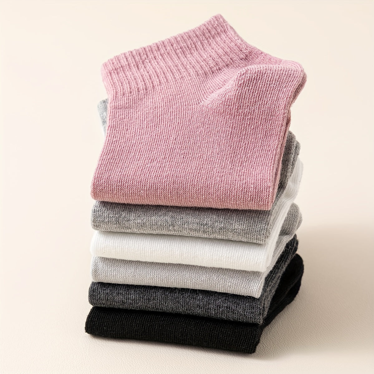 12 Pairs Solid Crew Socks Comfy & Soft All match Sports Socks Women's Stockings
