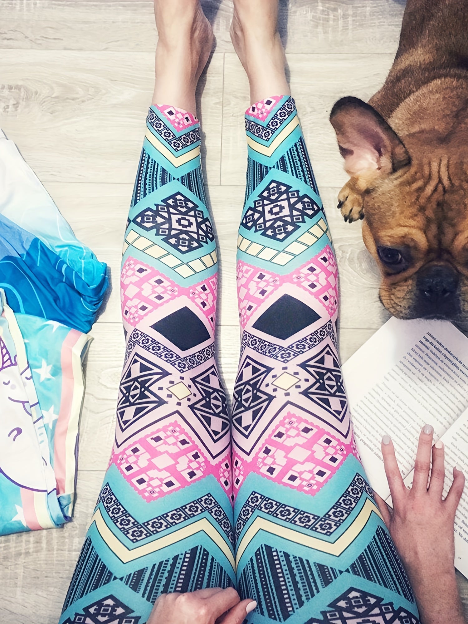 Geo Print Leggings High Waist Casual Leggings
