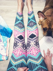 Geo Print Leggings High Waist Casual Leggings