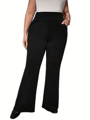  Women's Flared Leg Trousers High Rise Stretch Pants