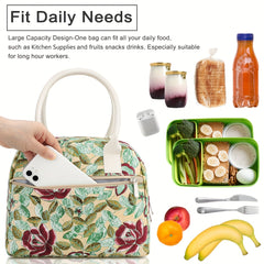 Rose PU Insulated Lunch Bag With Handle And Zipper