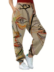 Y2K Sporty Plus Size Graffiti Print Stretch Baggy Pants