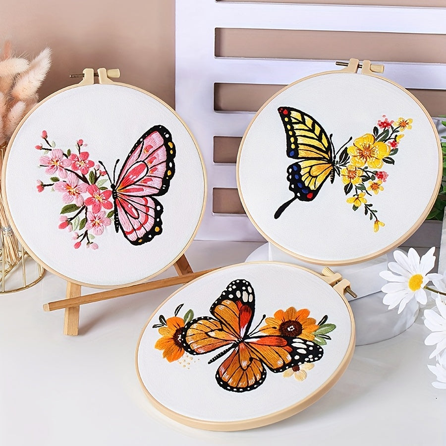 Butterfly Embroidery Kit DIY 3D Cross Stitch Handicraft Set