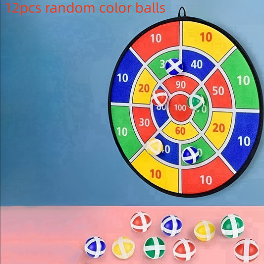 Kids Dart Board Set with 12 Sticky Balls - Fun Indoor Outdoor Party Game