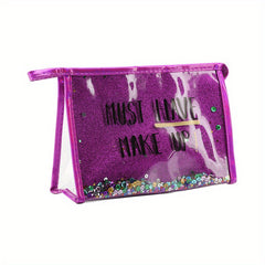 Glitter Sequins Cosmetic Bag PVC Toiletry Storage Pouch Waterproof