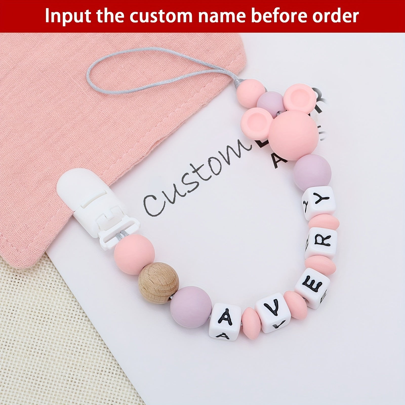 Custom Baby Pacifier Clip - Personalized Baby Shower Gift