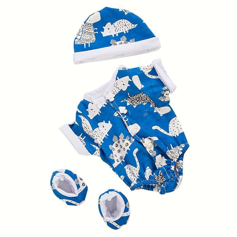 Newborn Doll Pajamas Set With Hat And Shoes
