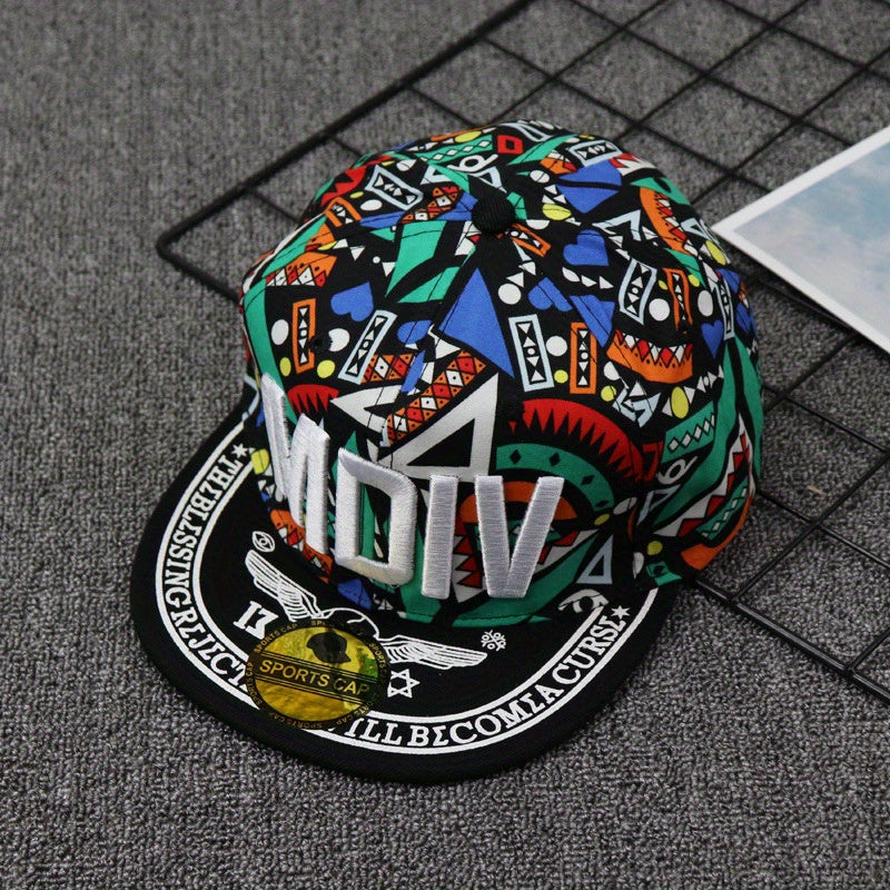 MDIV Embroidery Snapback Hat Hip Hop Graffiti Print Baseball Cap Unisex