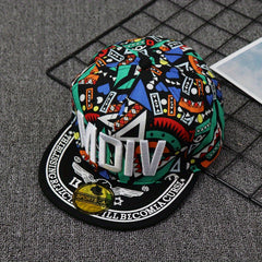 MDIV Embroidery Snapback Hat Hip Hop Graffiti Print Baseball Cap Unisex