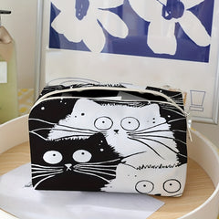 Cartoon Cats Pattern Storage Pouch Zipper Makeup Bag