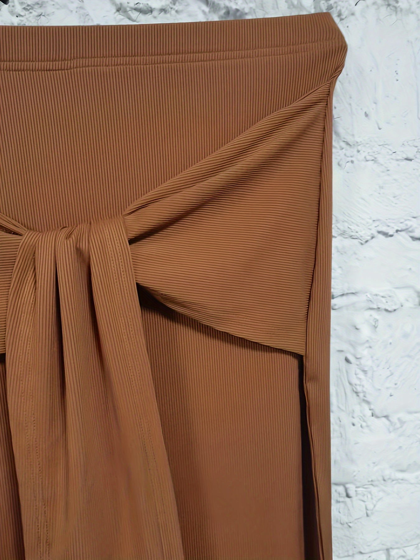  Tie Front Pencil Skirt Medium Stretch Solid
