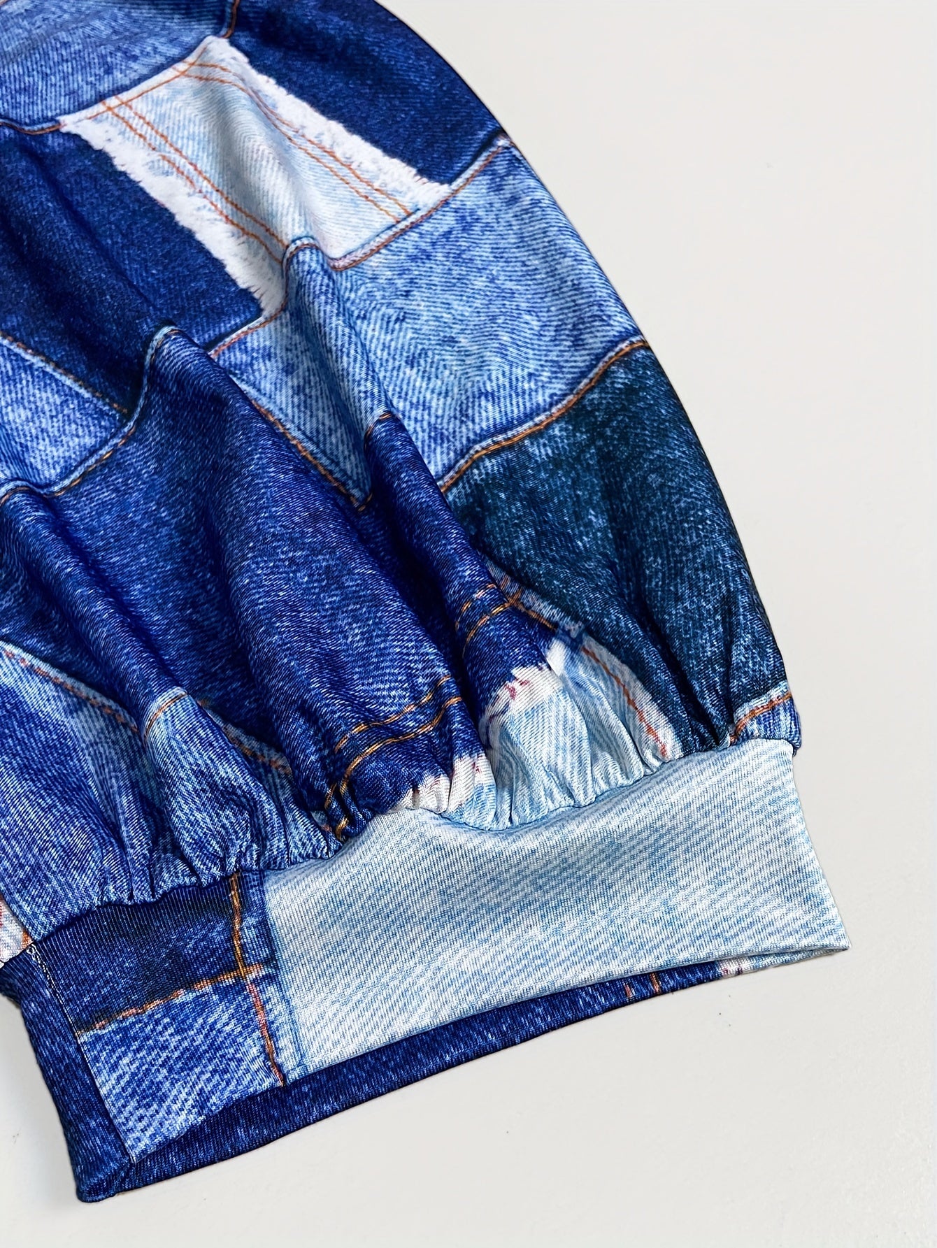  Denim Print One Shoulder Midi Dress