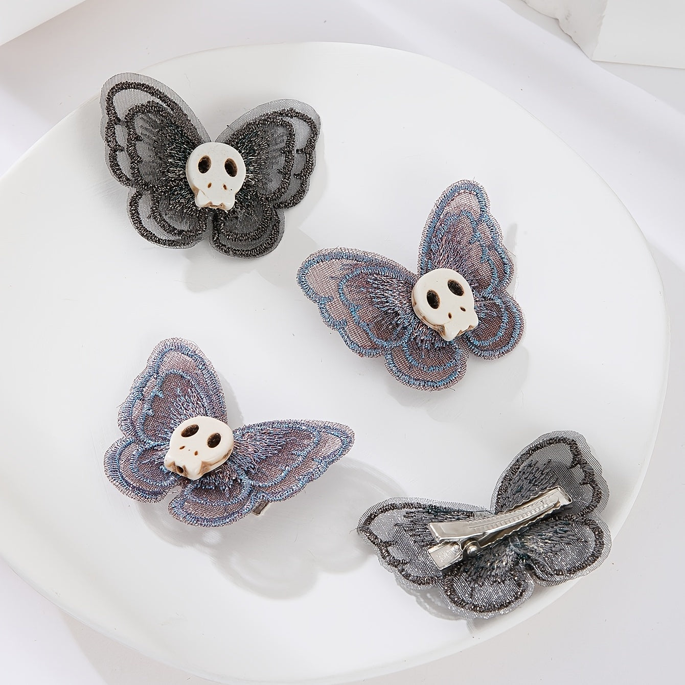 Butterfly Skull Hair Clip Y2K Punk Barrette Hair Accessories For Women Cosplay