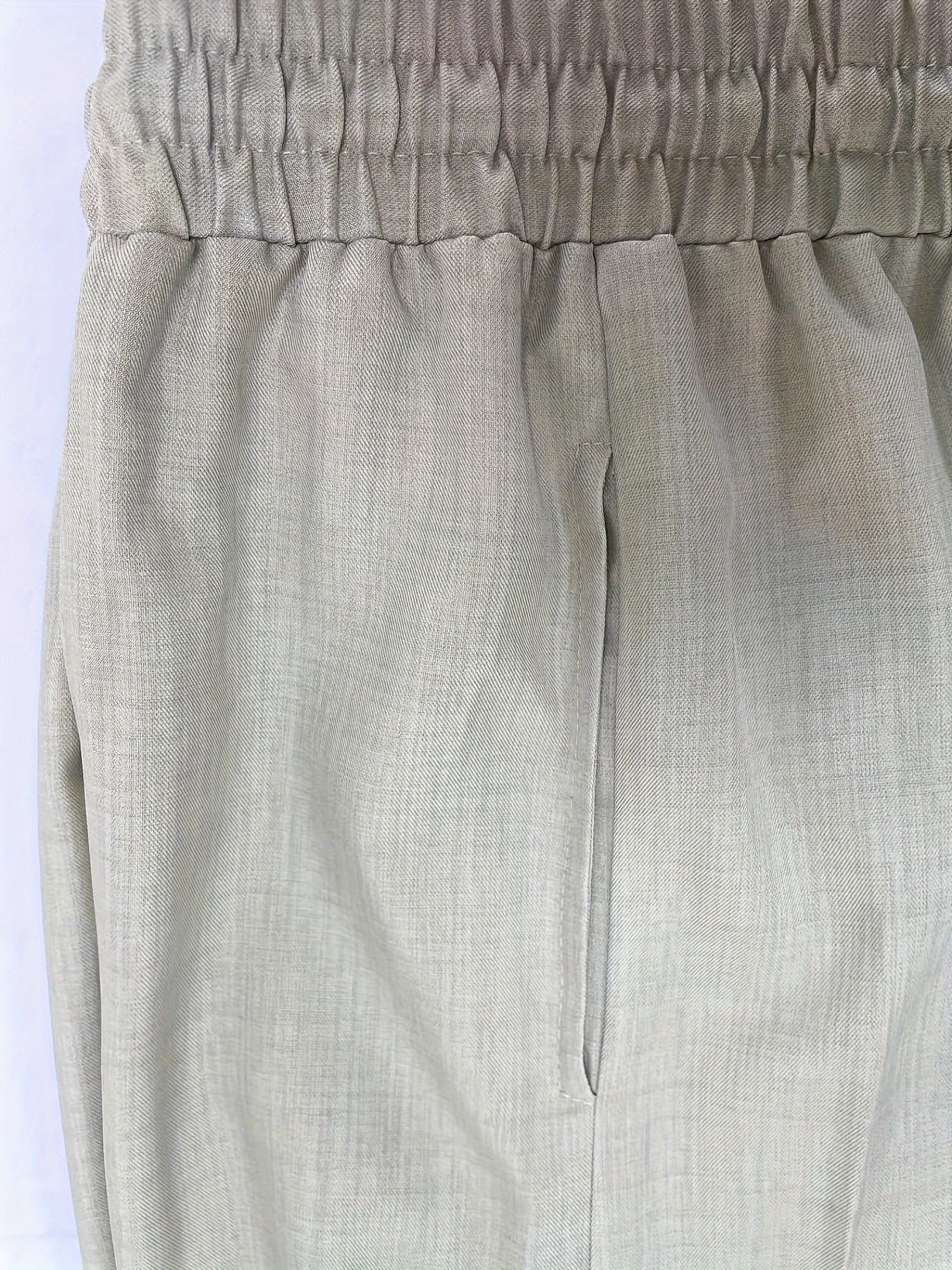  Solid Drawstring Elastic Waist Trousers