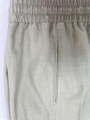  Solid Drawstring Elastic Waist Trousers