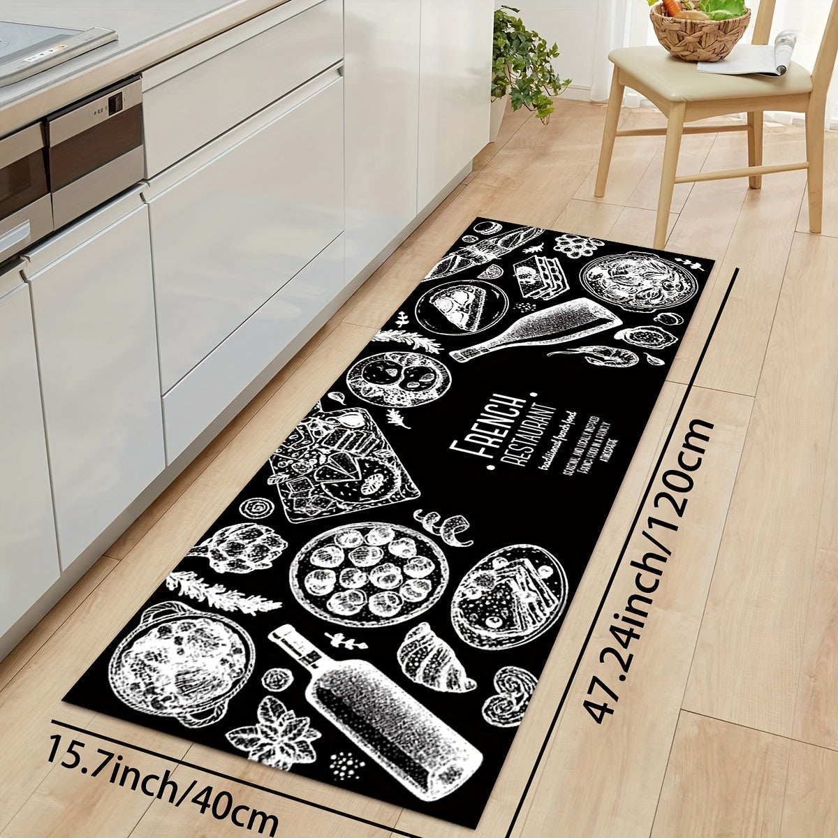Food Pattern Kitchen Mat Machine Washable Area Rug Polyester Material Carpet