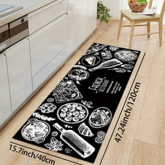 Food Pattern Kitchen Mat Machine Washable Area Rug Polyester Material Carpet