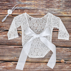 Newborn Clothes With Bowknot Lace Hairband