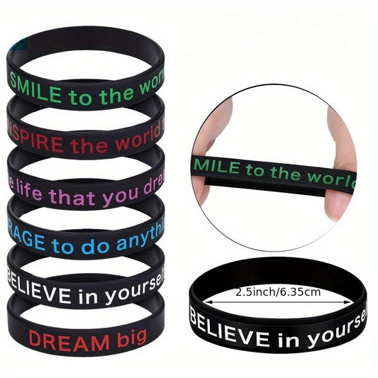 12 Pcs Slogan Rubber Wristband Bracelet 20 32x1 22 Cm