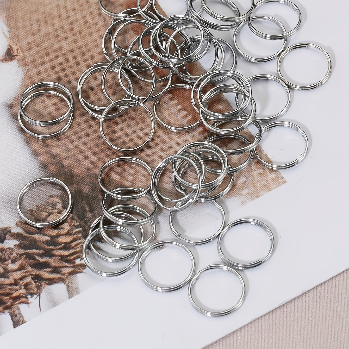 50pcs Metal Keyring Blank Circle DIY Keychain Jewelry Making 6 20mm