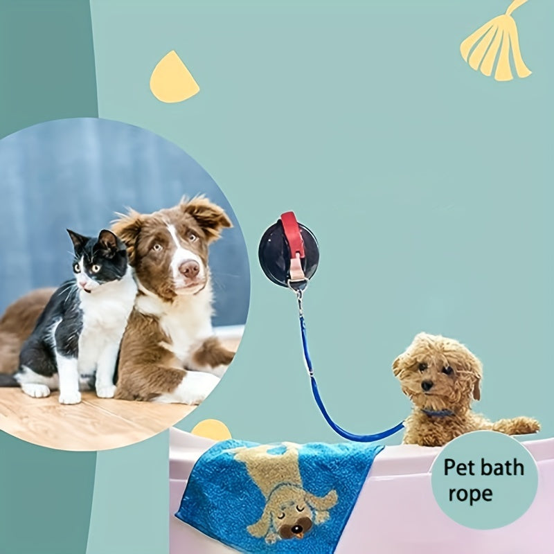 Adjustable Dog Bathing Tether with Suction Cup for Grooming