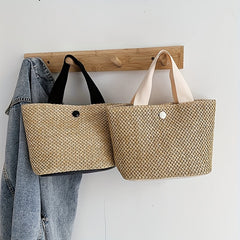 Vintage Braided Straw Tote Bag for Women Boho Style Beach Travel Vacation