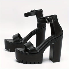 Women's Platform Sandals Open Toe Chunky Heel Shoes