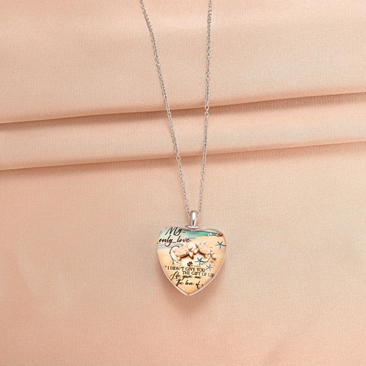 Ocean Pattern Love Heart Crystal Pendant Necklace For Women