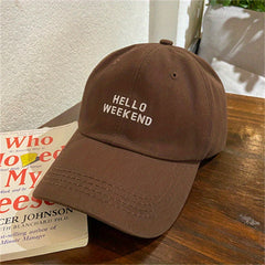 Hello Weekend Embroidered Baseball Cap Sun Hat