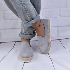 Women's Platform Espadrilles Loafers Slip On Flat Shoes