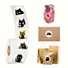 500pcs Little Cat Roll Stickers Vinyl Fun Decorative Decals