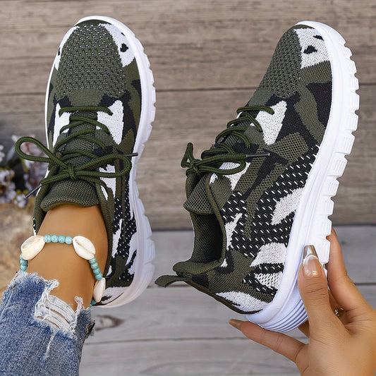 Women's Camo Print Breathable Running Shoes Soft Comfortable Outdoor Sneakers