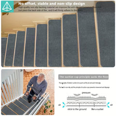15pcs Non Slip Stair Tread Rugs Soft Machine Washable Stair Carpet Runner