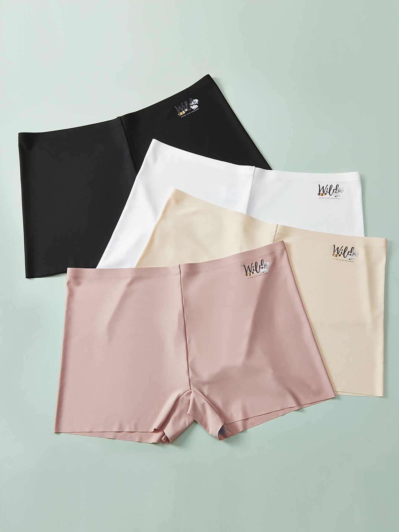 4 Pack Plus Size Seamless High Rise Panties Women's Plus Medium Stretch