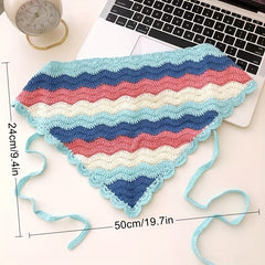 Colorful Wavy Crochet Triangle Scarf Handkerchief Headband