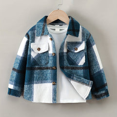 Toddler Boys Plaid Jacket Long Sleeve Button Down Warm Coat Winter Kids Clothes