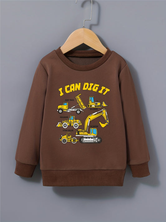 Cartoon Construction Car Boys Sweatshirt